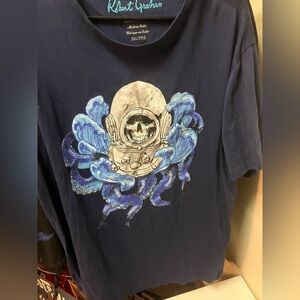 Robert Graham Dark Blue Tee with Skull Diver and Tentacles